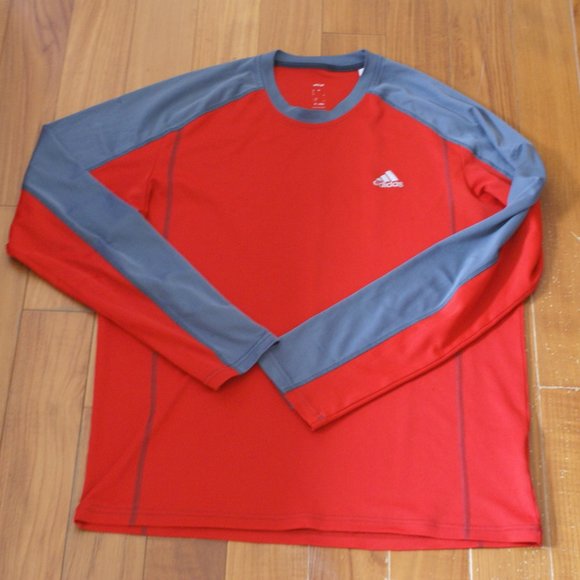Adidas men's size Large Long sleeve crewneck 2 color climalite workout shirt - Picture 1 of 3